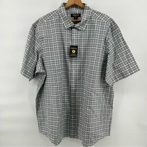 Claiborne Shirt Mens 2XLT Gray Plaid Stretch Short Sleeve Casual Big & Tall NWT